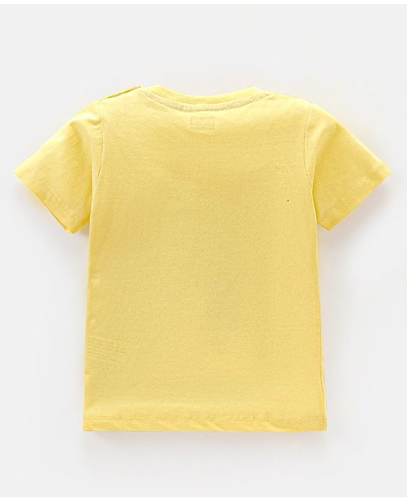 Babyhug Cotton Half Sleeves T-Shirt with Panda Print - Yellow