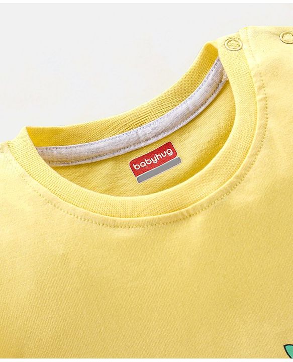 Babyhug Cotton Half Sleeves T-Shirt with Panda Print - Yellow