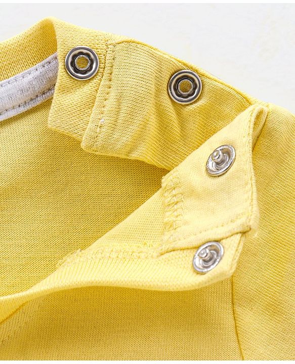 Babyhug Cotton Half Sleeves T-Shirt with Panda Print - Yellow