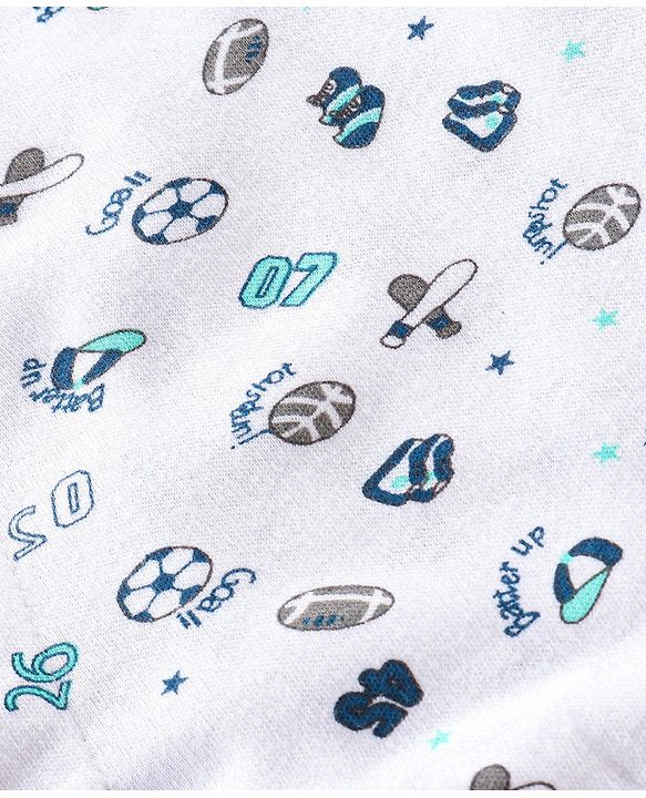 Babyhug 100% Cotton Swaddle Wrapper Sports Theme Pack of 2 - Navy Blue