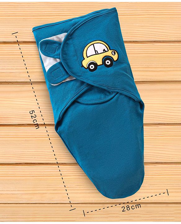 Babyhug 100% Cotton Swaddle Wrapper Sports Theme Pack of 2 - Navy Blue
