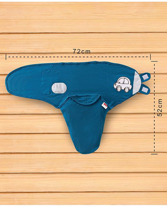 Babyhug 100% Cotton Swaddle Wrapper Sports Theme Pack of 2 - Navy Blue