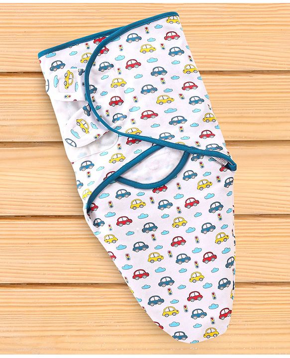 Babyhug 100% Cotton Swaddle Wrapper Sports Theme Pack of 2 - Navy Blue