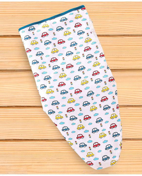 Babyhug 100% Cotton Swaddle Wrapper Sports Theme Pack of 2 - Navy Blue