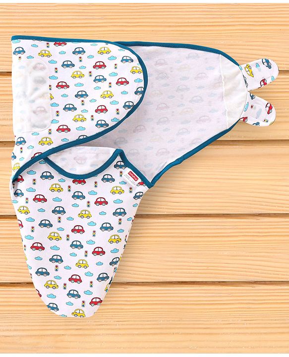 Babyhug 100% Cotton Swaddle Wrapper Sports Theme Pack of 2 - Navy Blue