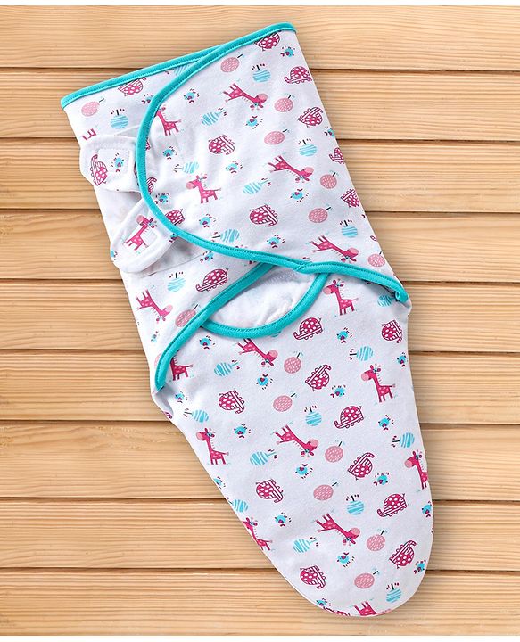Babyhug 100% Cotton Swaddle Wrapper Sports Theme Pack of 2 - Navy Blue