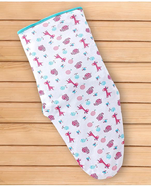 Babyhug 100% Cotton Swaddle Wrapper Sports Theme Pack of 2 - Navy Blue
