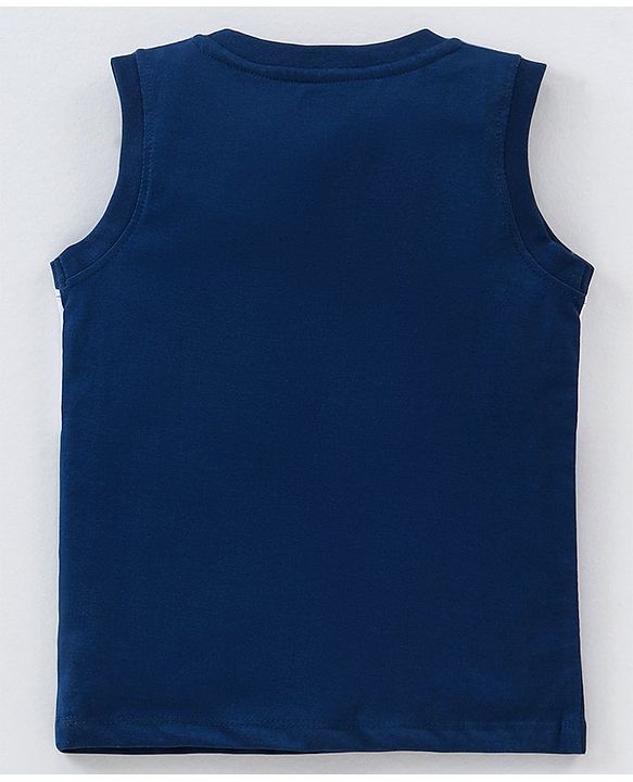 Babyhug Cotton Jersey Sleeveless T-Shirt Text Print - Blue
