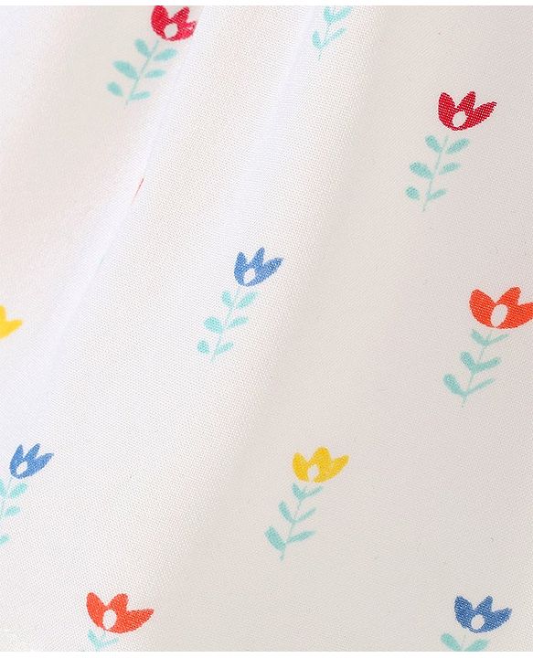 Babyhug 100% Rayon Woven Frill Sleeves Top Floral Print - White