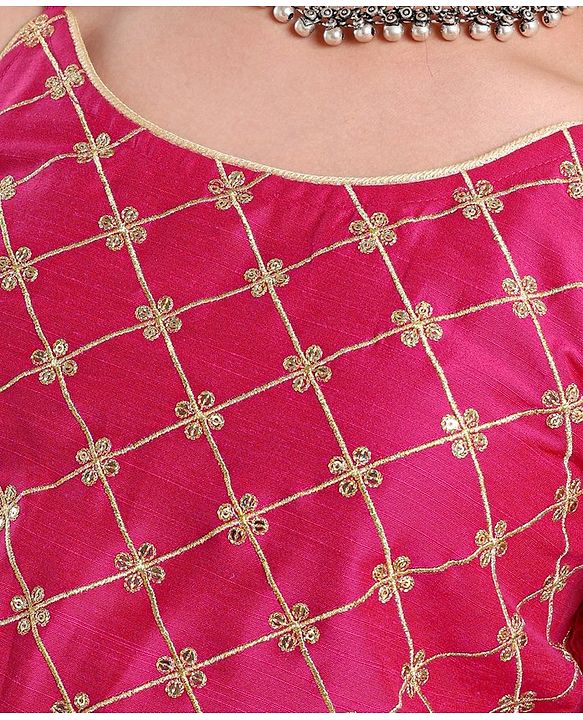 Pine Kids Sleeveless Choli & Lehenga With Dupatta Floral Print & Embroidery- Green & Pink