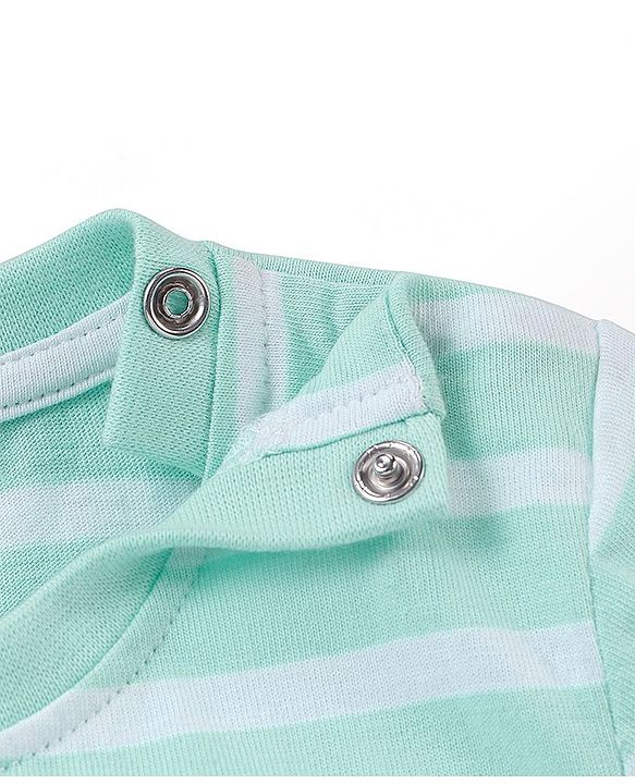 Babyhug Cotton Half Sleeves Striped T-Shirt with Boat Print - Blue