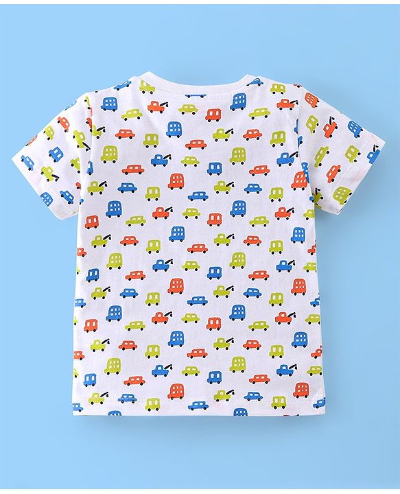 Babyhug Cotton Half Sleeves T-Shirt Car Print Pack of 3 - Yellow & Green