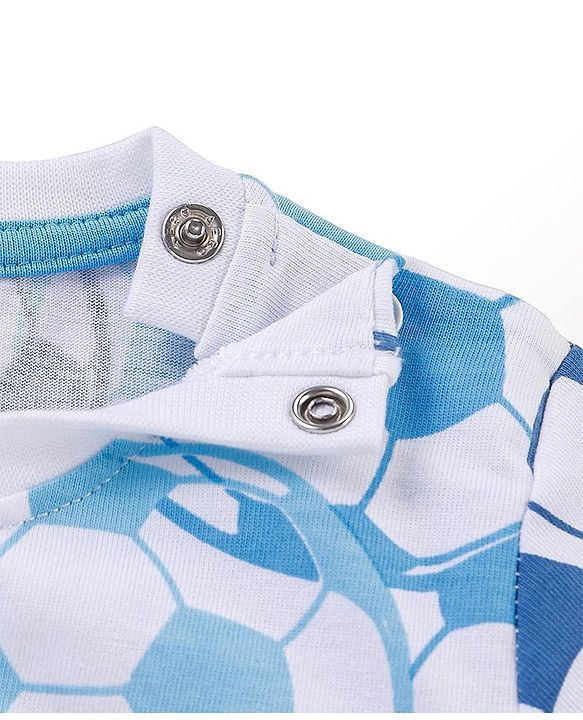 Babyhug Cotton Half Sleeves T-Shirt Soccer Print - Blue