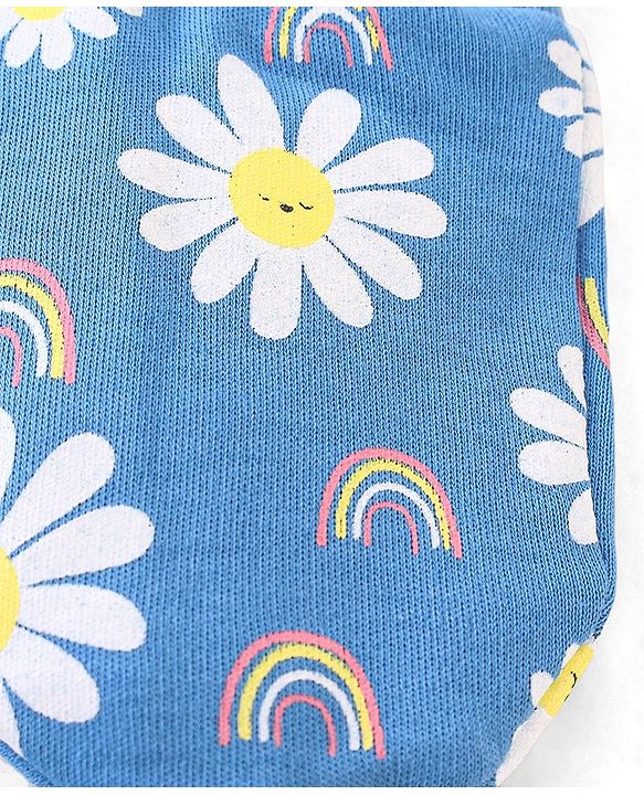 Babyhug 100% Cotton Mittens & Booties Floral Print - Blue