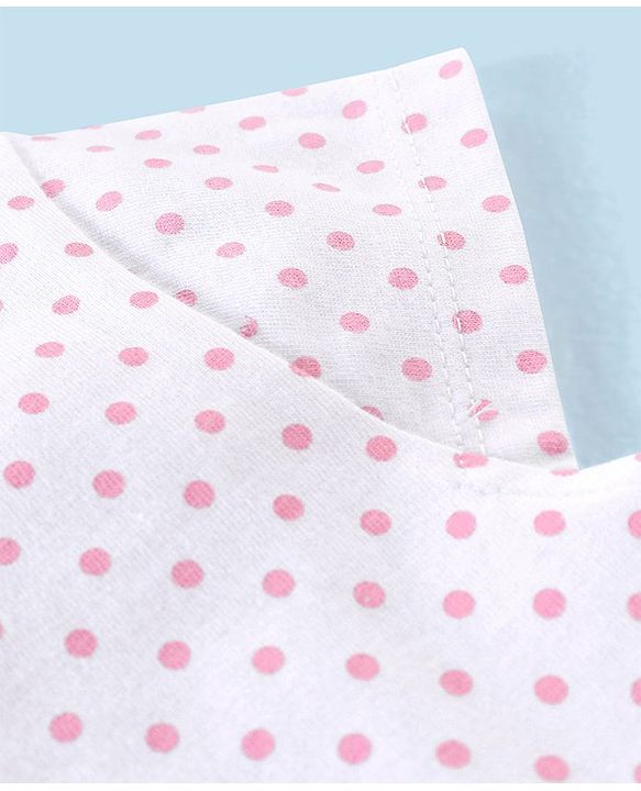Babyhug 100% Cotton Knit Dungaree with Cap Sleeves Tee Set Floral & Fruity Print - Pink & White