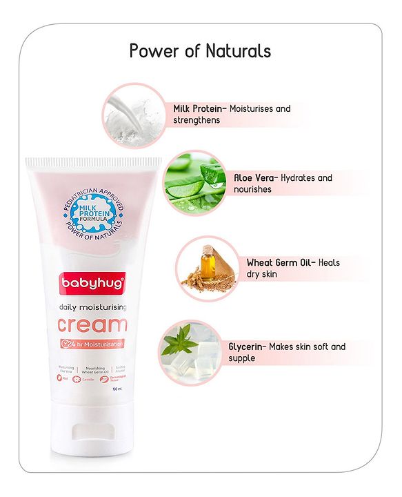 Babyhug Milk Protein Formula Daily Full Body and Face Moisturizing Cream Pack of 2 - 100 ml Each