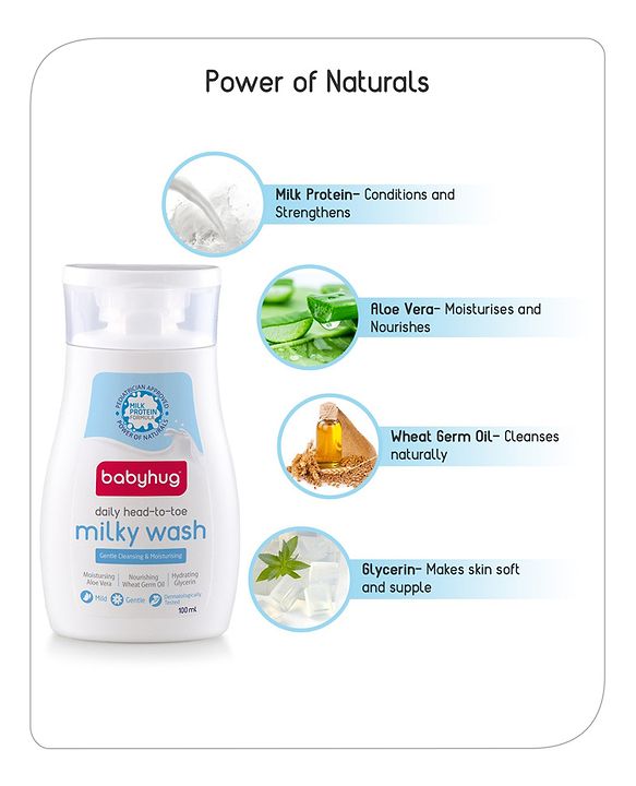 Babyhug Milk Protein Formula Daily Head To Toe Milky Wash Pack of 2- 100 ml Each