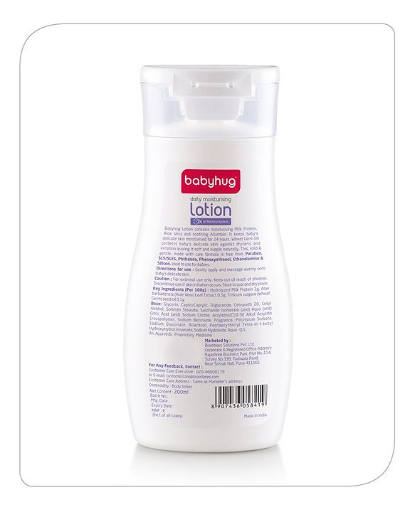 Babyhug Milk Protein Formula Daily Moisturising Lotion Pack of 2 - 200 ml Each