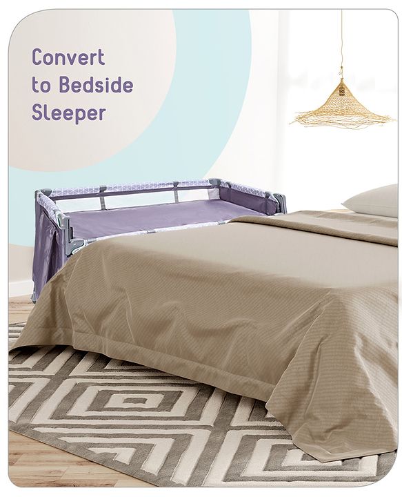 Babyhug Wonderland 2 in 1 Foldable Playpen Cum Travel Baby Cot with Mosquito Net - Grey| Easy Assembly| Compact Fold| Removable Cot Layer| Mesh Sides| Zipper Opening for Fun-play| Storage cum Carry Bag| Wheels with Lock| Attach to Parent Bed