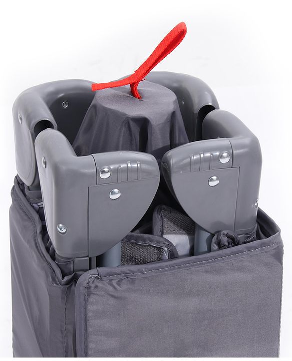 Babyhug Wonderland 2 in 1 Foldable Playpen Cum Travel Baby Cot with Mosquito Net - Grey| Easy Assembly| Compact Fold| Removable Cot Layer| Mesh Sides| Zipper Opening for Fun-play| Storage cum Carry Bag| Wheels with Lock| Attach to Parent Bed