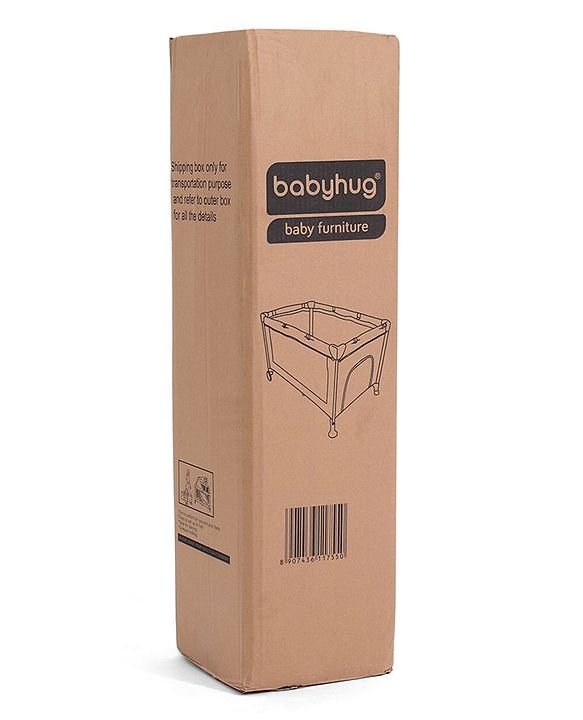 Babyhug Wonderland 2 in 1 Foldable Playpen Cum Travel Baby Cot with Mosquito Net - Grey| Easy Assembly| Compact Fold| Removable Cot Layer| Mesh Sides| Zipper Opening for Fun-play| Storage cum Carry Bag| Wheels with Lock| Attach to Parent Bed