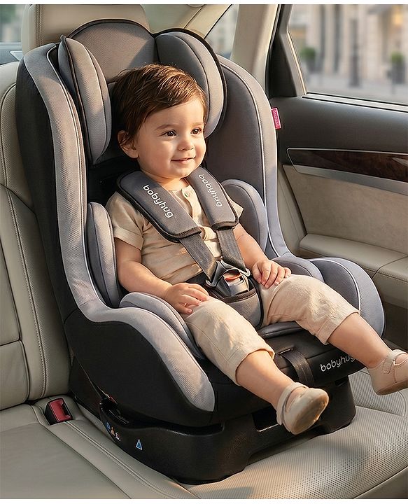 Babyhug Expedition ECE R44/04 Safety Certified 3 in 1 Convertible Car Seat With Recliner with 1 Year Warranty - Grey