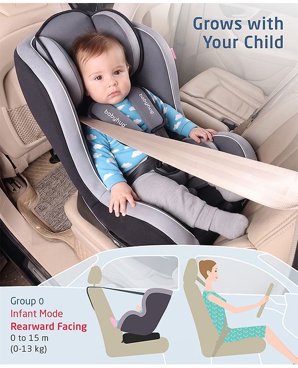 Babyhug Expedition ECE R44/04 Safety Certified 3 in 1 Convertible Car Seat With Recliner with 1 Year Warranty - Grey