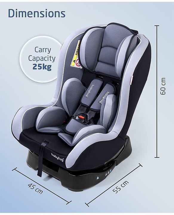 Babyhug Expedition ECE R44/04 Safety Certified 3 in 1 Convertible Car Seat With Recliner with 1 Year Warranty - Grey