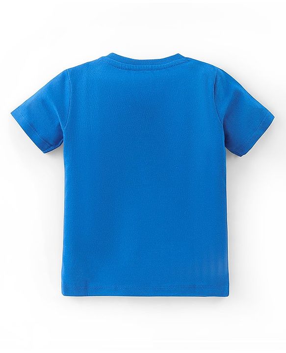 Babyhug Cotton Jersey Half Sleeves T-Shirt Giraffe Print - Blue