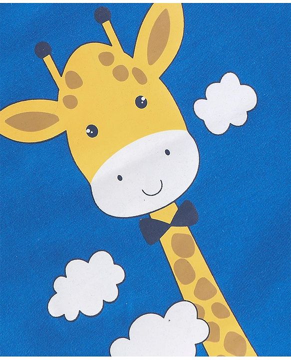 Babyhug Cotton Jersey Half Sleeves T-Shirt Giraffe Print - Blue
