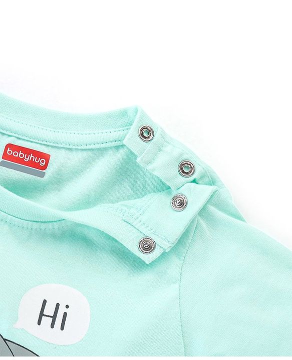 Babyhug Cotton Jersey Half Sleeves T-Shirt Shark Print - Light Blue