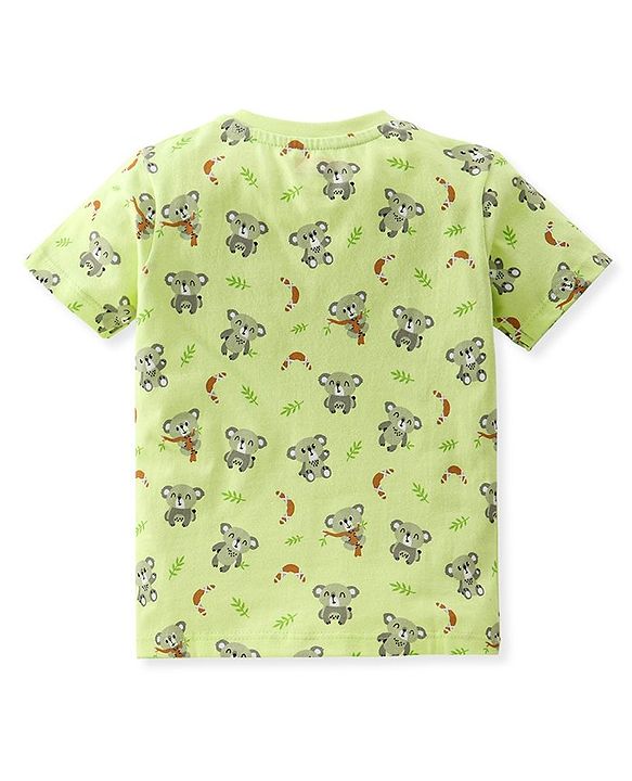 Babyhug Cotton Jersey Knit Half Sleeves T-Shirt with Koala Print - Green