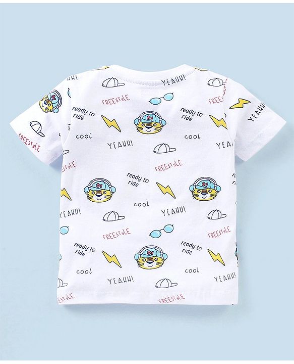 Babyhug Cotton Half Sleeves T-Shirt Text Printed - White