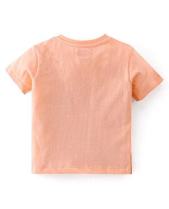 Babyhug Cotton Half Sleeves T-Shirt Surfing Club Print - Peach