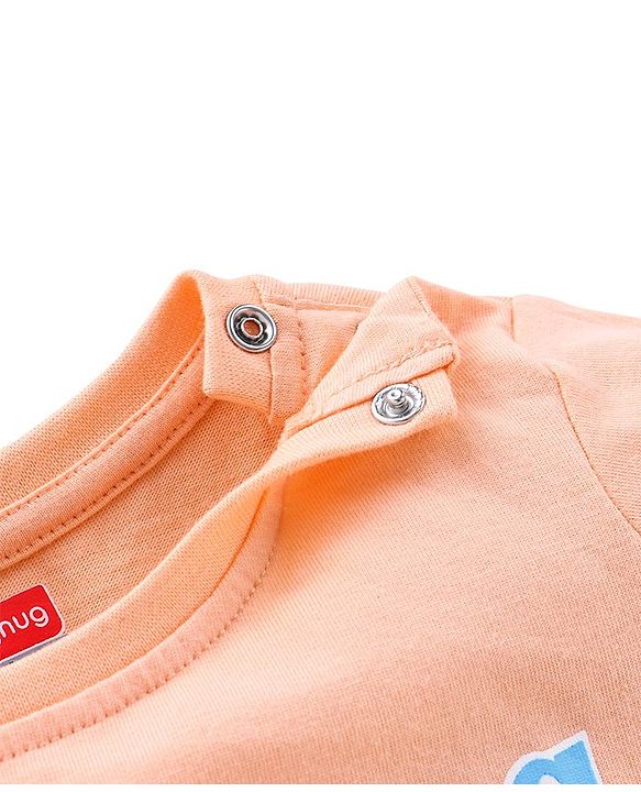 Babyhug Cotton Half Sleeves T-Shirt Surfing Club Print - Peach