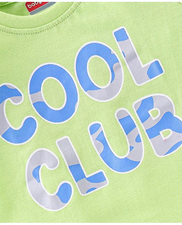 Babyhug Cotton Jersey Half Sleeves T-Shirt Text Print - Light Green