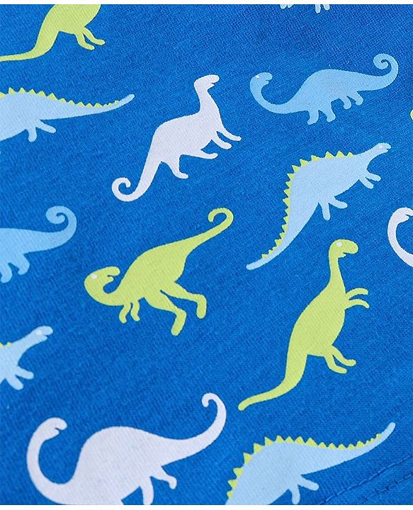 Babyhug Cotton Half Sleeves T-Shirt with Dino Print - Blue