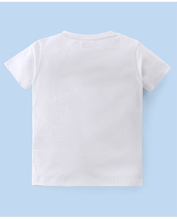 Babyhug Cotton Half Sleeves T-Shirt Dino Print- White