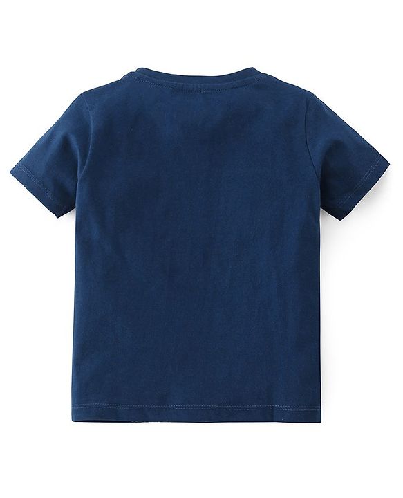 Babyhug Cotton Half Sleeves T-Shirt Tiger Print- Navy Blue