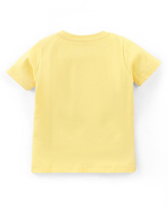 Babyhug Cotton Jersey Half Sleeves T-Shirt Text Print - Yellow