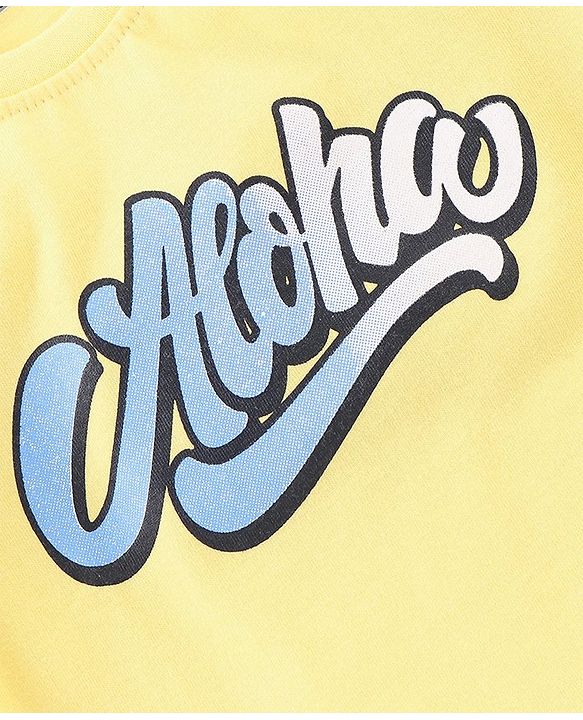 Babyhug Cotton Jersey Half Sleeves T-Shirt Text Print - Yellow