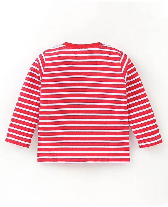 Babyhug Cotton Jersey Full Sleeves T-Shirt Panda Print - Red & White