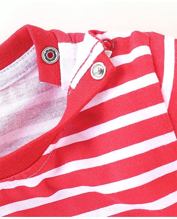 Babyhug Cotton Jersey Full Sleeves T-Shirt Panda Print - Red & White