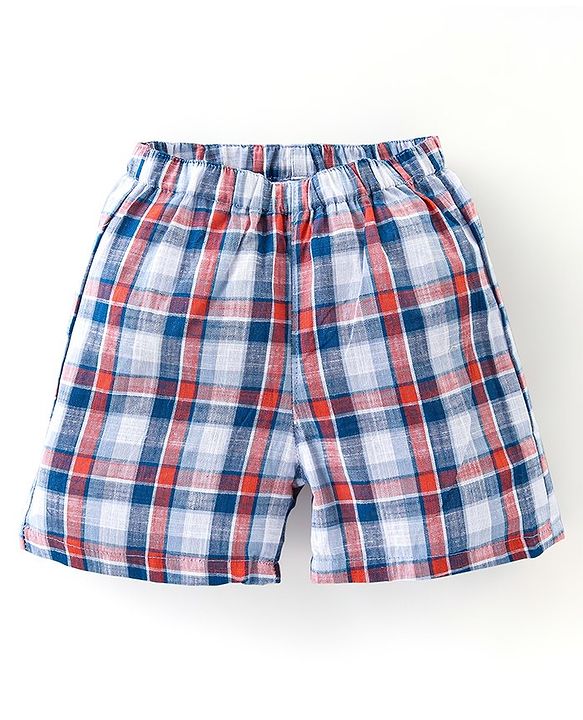 Babyhug Cotton Woven Boxers Vehicles & Lion Print Pack of 3 - Blue & Red