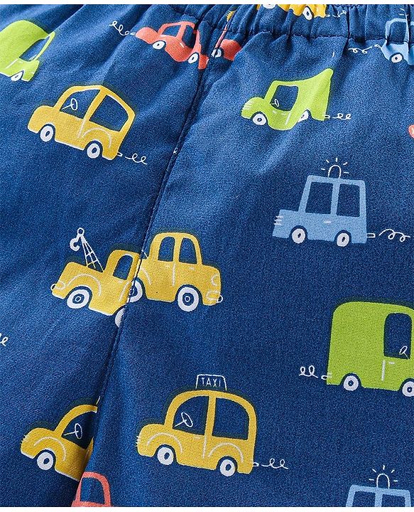 Babyhug Cotton Woven Boxers Vehicles & Lion Print Pack of 3 - Blue & Red