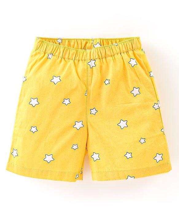 Babyhug Cotton Woven Star & Sea Life Print Pack of 3 - Yellow & Blue