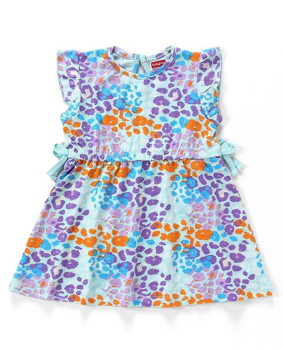 Babyhug 100% Cotton Printed Sleeveless Frock - Blue