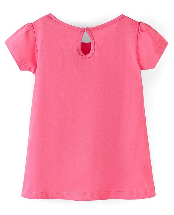 Babyhug 100% Cotton Half Sleeves Bow Print Knitted Frock with Bow Applique Pack Of 2 - Light Pink & Fuschia