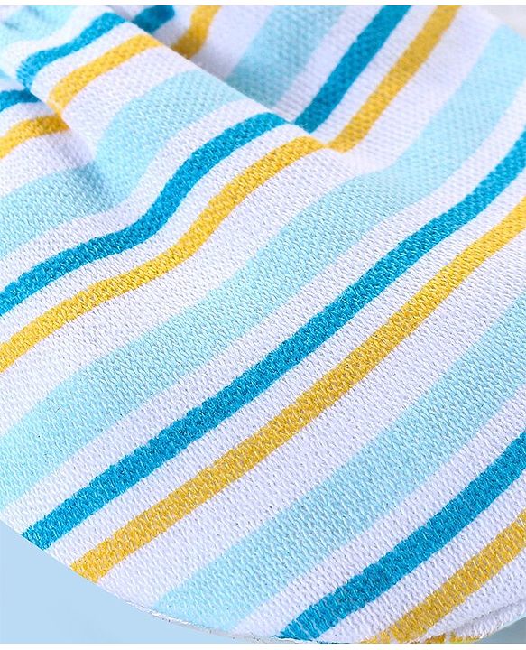 Babyhug 100% Cotton Striped Mittens & Booties - Blue