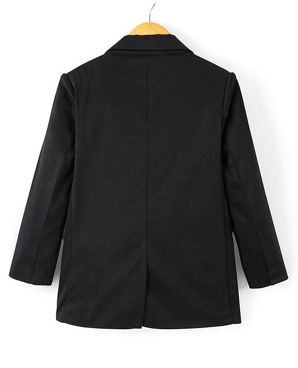 Pine Kids Full Sleeves Knitted Solid Color Blazer - Black